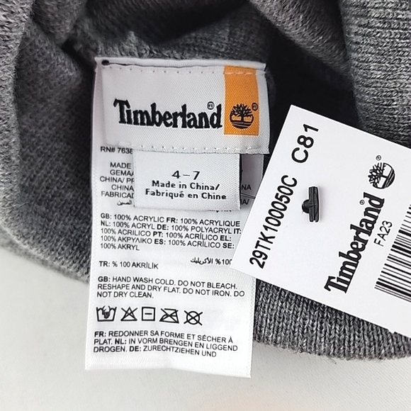 Timberland Youths Grey Knit Matching Hat & Gloves Size 4-7 - Picture 6 of 9